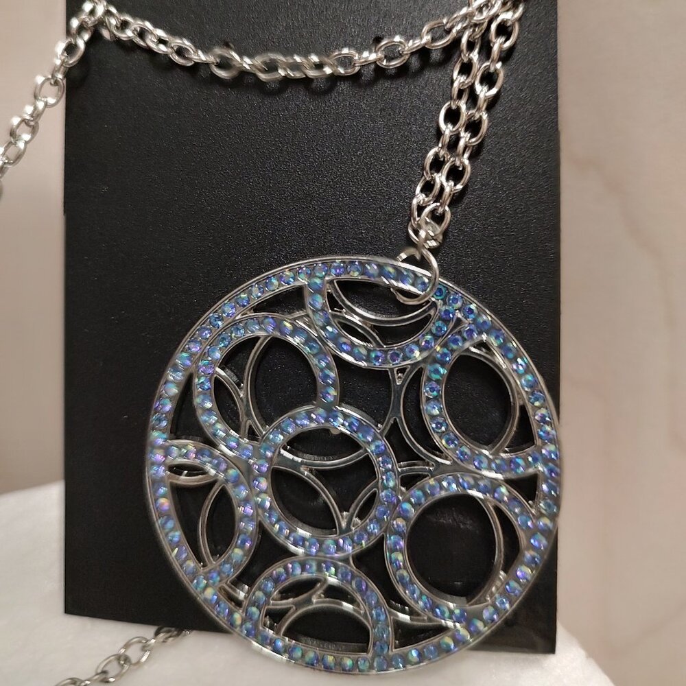 BLUE RHINESTONE STATEMENT NECKLACE